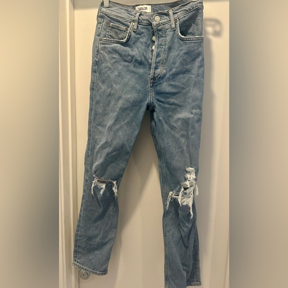 AGOLDE RILEY HIGH RISE STRAIGHT CROP Classic Blue Women's Jeans sz 25 denim - Picture 3 of 11